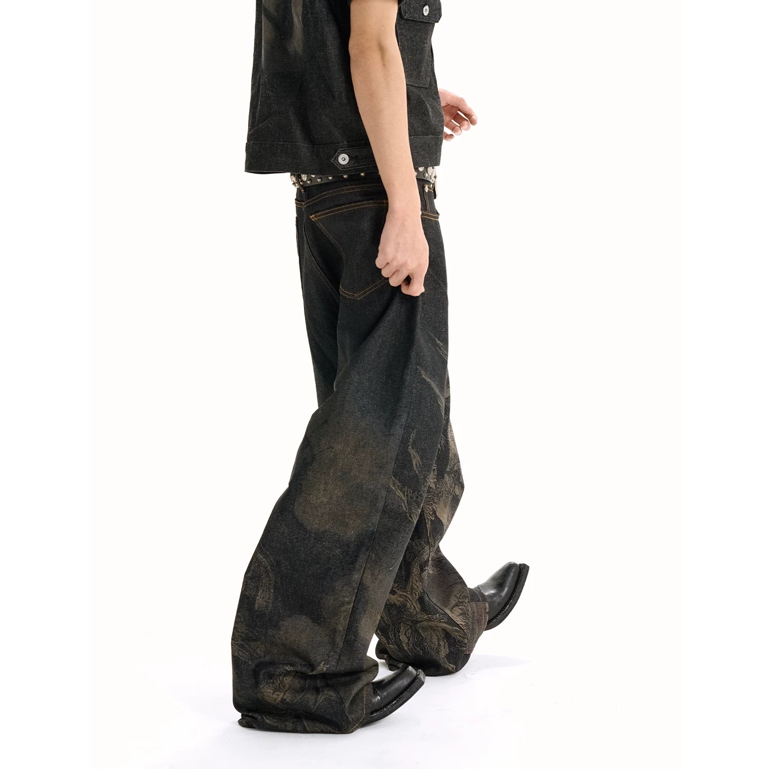 WANNA LAB 25SS Lost Paradise Laser Burnt Original Denim Pants Wide Leg Baggy Edition Jeans Youth Trendy Mid Waist Jeans
