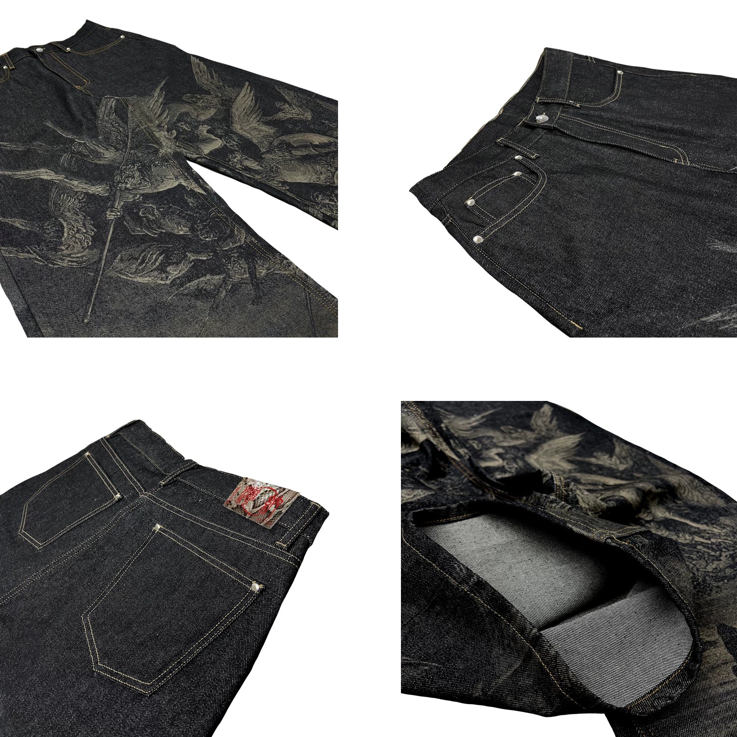 WANNA LAB 25SS Lost Paradise Laser Burnt Original Denim Pants Wide Leg Baggy Edition Jeans Youth Trendy Mid Waist Jeans