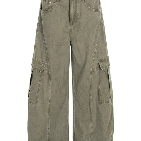 American retro deconstructive design, multi pocket workwear, curved knife pants, men's and women's loose wide leg baggy casual pants