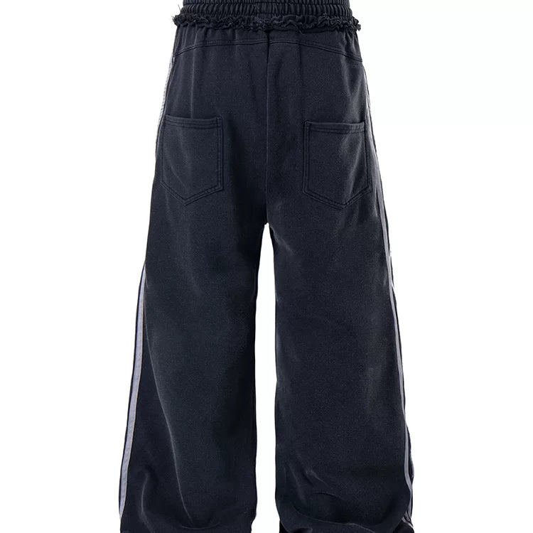 American retro gothic style double waisted wide leg casual pants for men and women, trendy brand, cool and versatile baggy sports sweatpants
