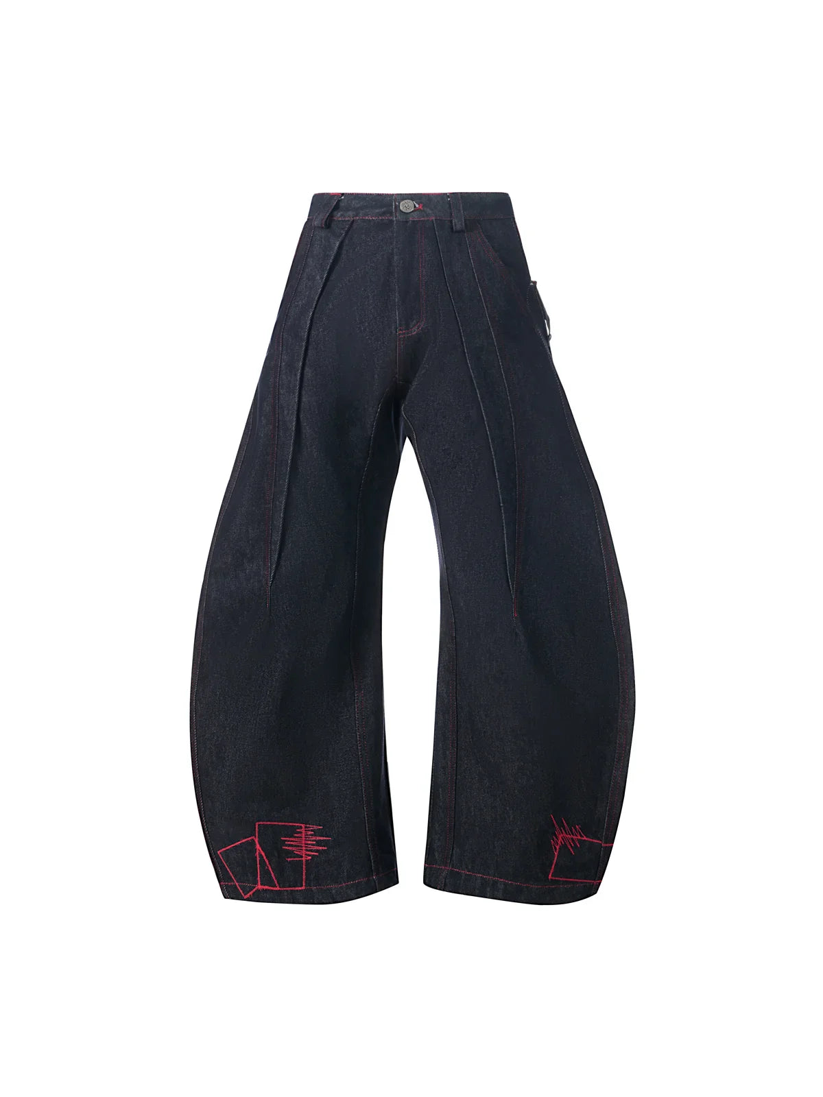 EMO "No Money No Peace" Raw Denim Curved Cut Jeans