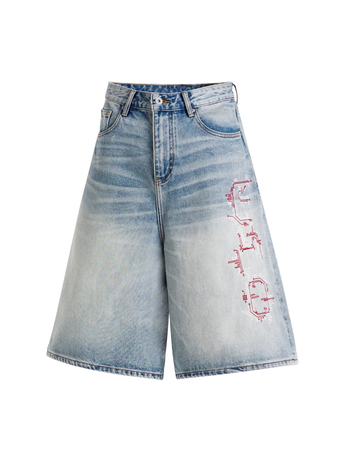 EMO "Retro-Cyber" Wide Leg Denim Jorts