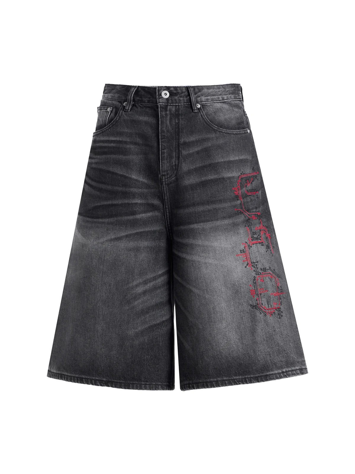 EMO "Retro-Cyber" Wide Leg Denim Jorts