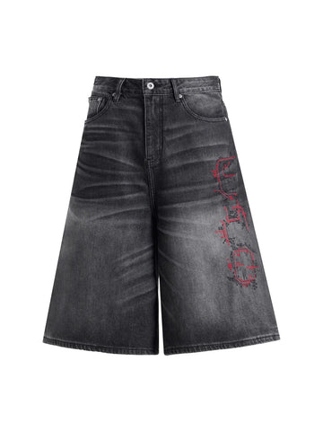EMO "Retro-Cyber" Wide Leg Denim Jorts