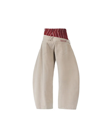 EMO Double Waistline Stripe Cord Pants