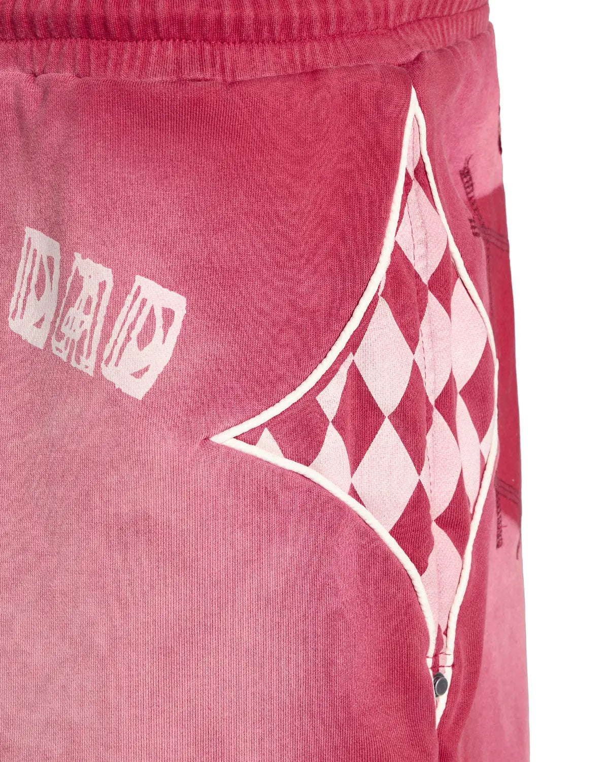 EMO Garment Washed Diamond Quilted Shorts Red