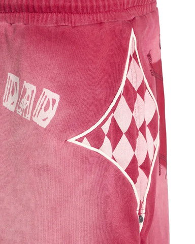 EMO Garment Washed Diamond Quilted Shorts Red
