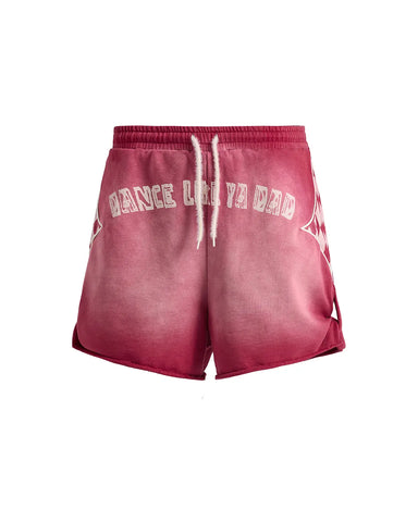 EMO Garment Washed Diamond Quilted Shorts Red