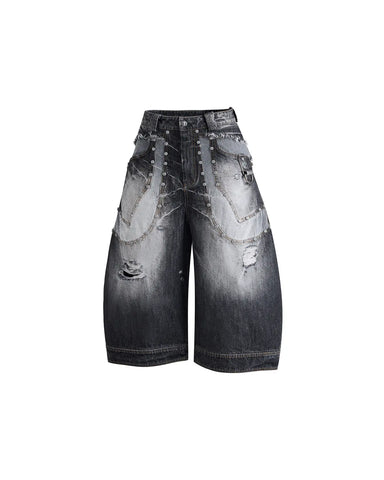 EMO Cropped Washed Denim Jeans