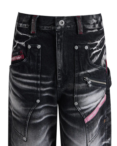 EMO Red Stitch Vintage Wash Slim Jeans