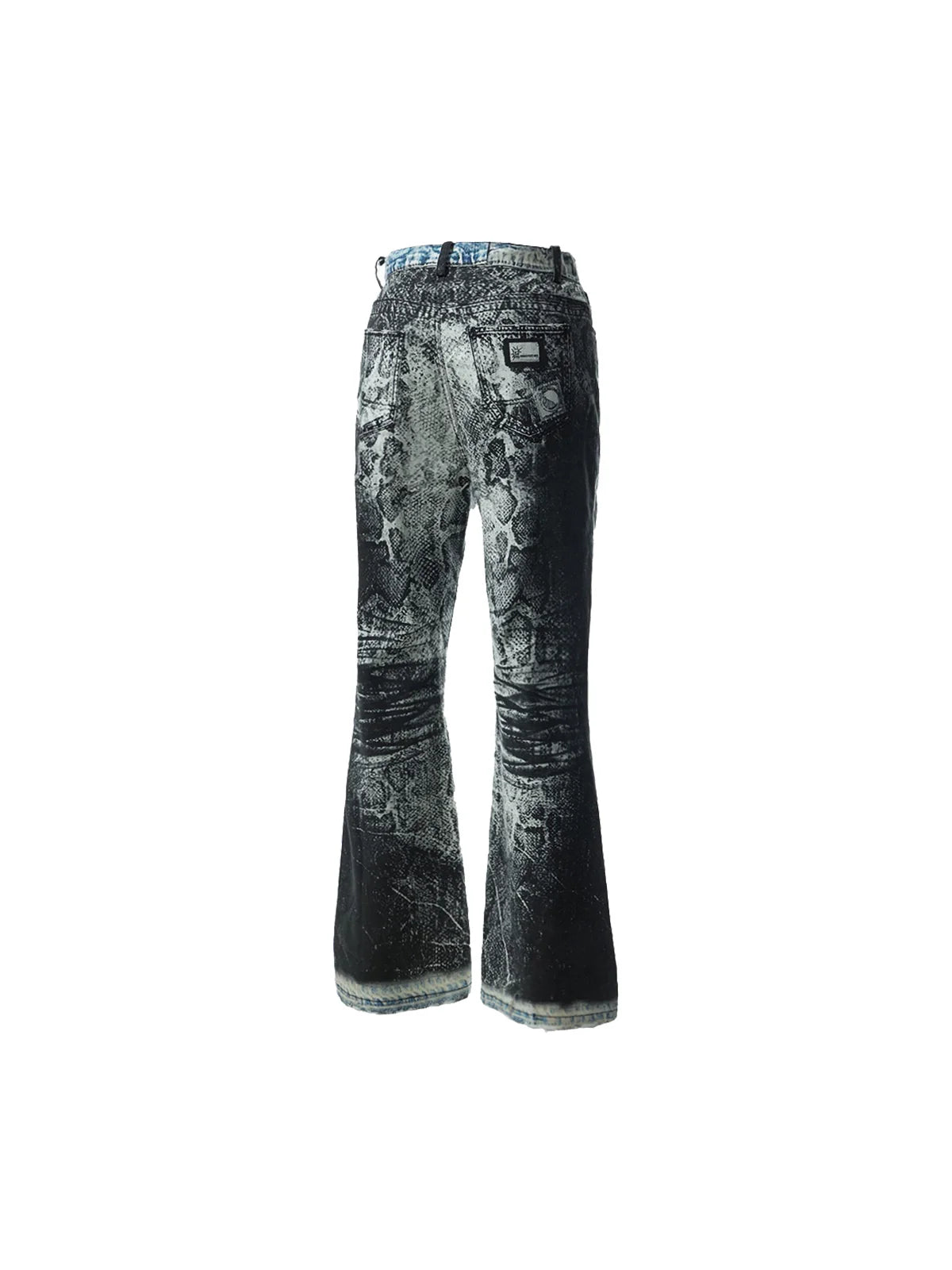3D Snake Print Flare Jeans